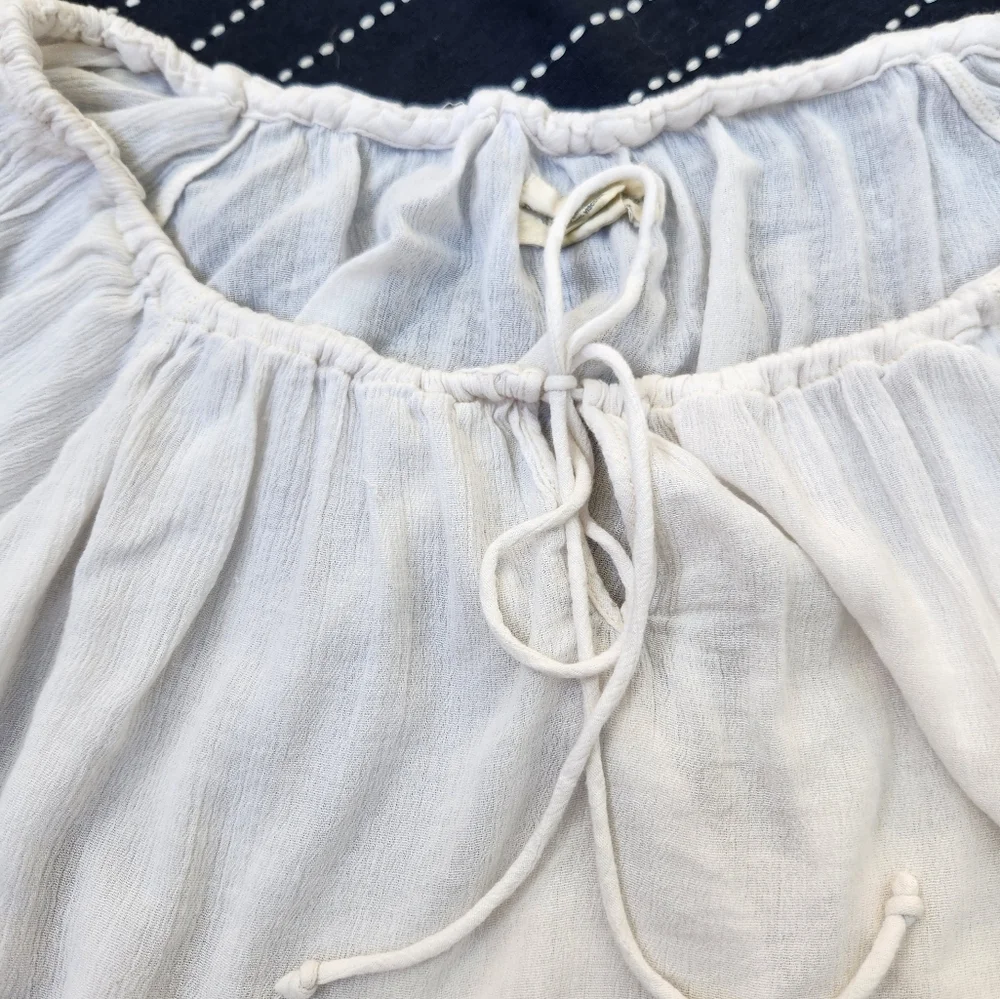 Denim & Supply Ralph Lauren Peasant Boho Blouse Cream Size Medium - Picture 4 of 8